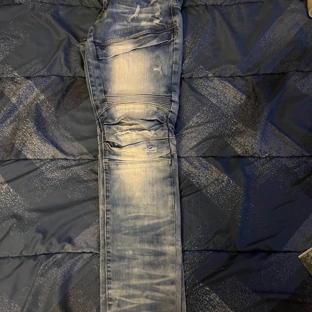 Mens smokerise biker style jeans